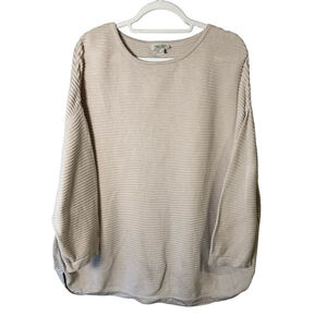 Orientique Organic Cotton Women's Cream Sweater Size XL Oversized Knit Neutral